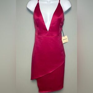 NWT Superdown Vibrant Pink satin mini dress